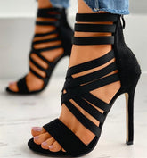 Reißverschluss High Heels Sandalen